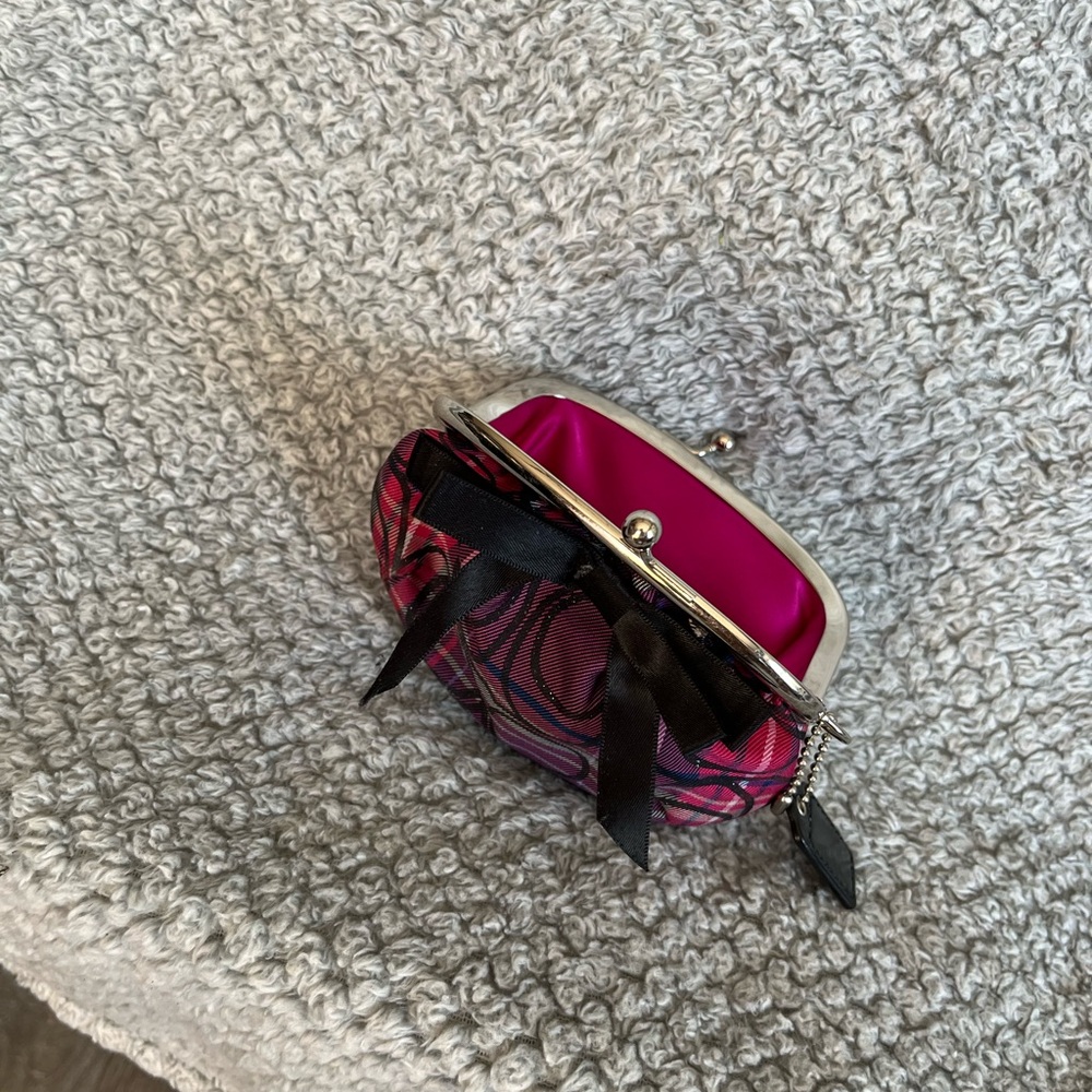 Coach Pink and Black Patterned Clutch - Picture 4 of 6